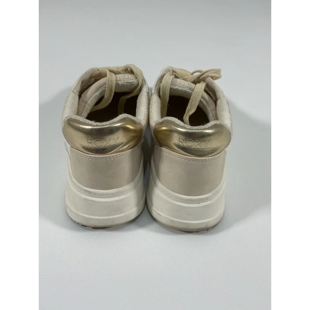 Roxy Carver Women's Sneakers Cream Gold Chunky Platform Size 7.5